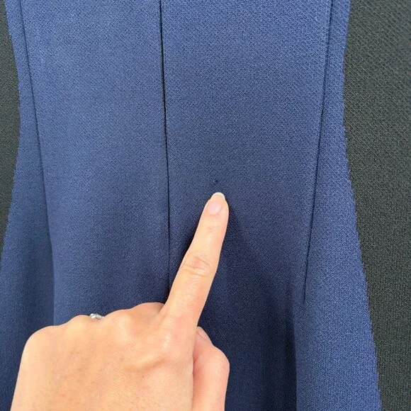 St. John Womens Size 6 Fitted Sheath Dress Black Blue Colorblock Luxury Chic - Picture 11 of 11